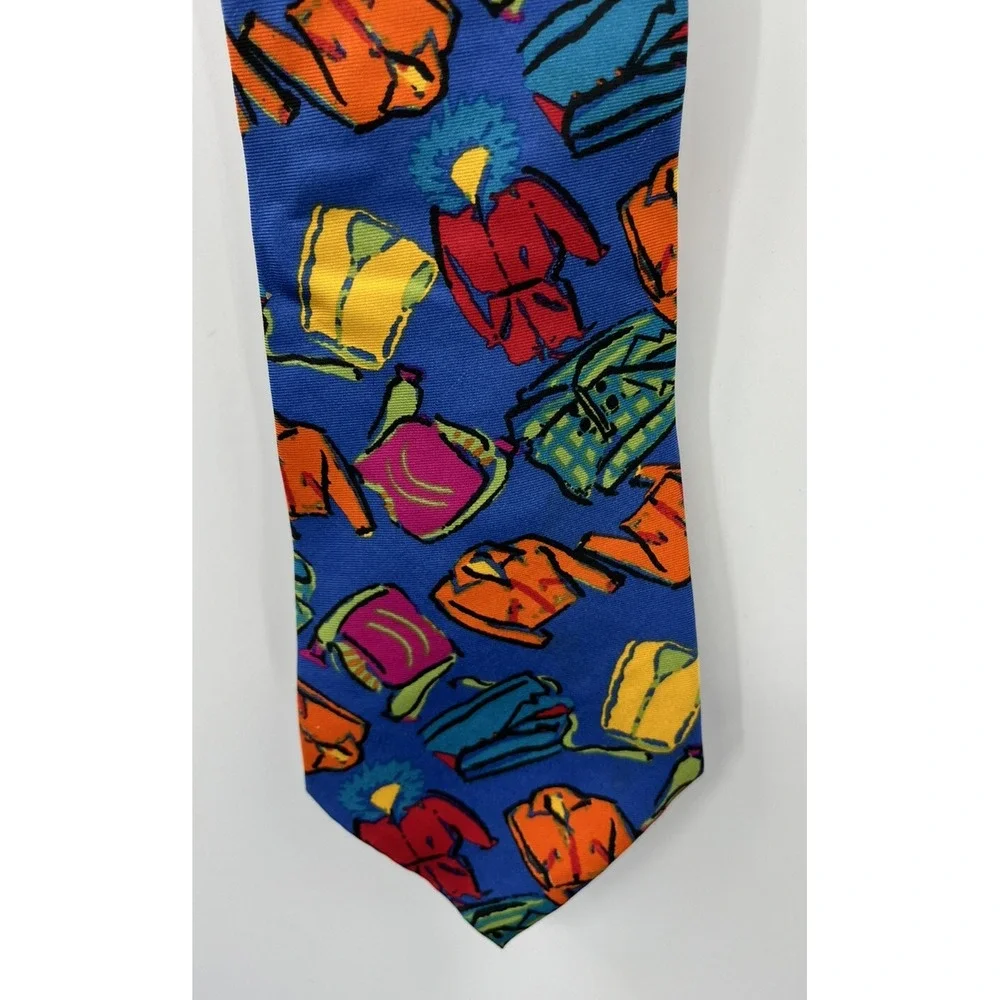 Gap Vintage Y2K 90s Italian Silk Tie Neon Winter Wear Print 57